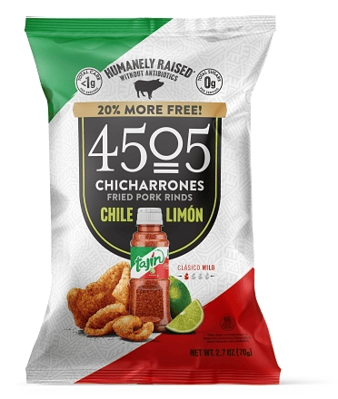 US - 4505 Meats - Pork Rinds - Tajin - Chile Lemon Chicharrones 2.7oz (70g) x 12 Units