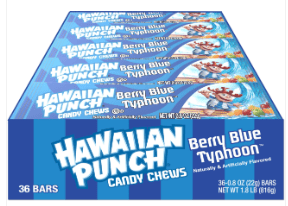 US - ADAMS & BROOKS Hawaiian Punch Chews Bar - Berry Blue Typhoon 0.8OZ (23G) X 36 UNITS
