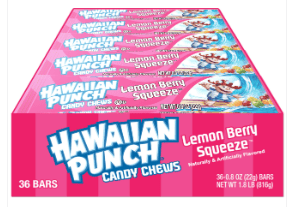 US - ADAMS & BROOKS Hawaiian Punch Chews Bar - Lemon Berry Squeeze 0.8OZ (23G) X 36 UNITS