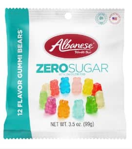 US - Albanese Zero Sugar (Sugar Free) - 12 Flavor Gummi Bears Peg Bag - 3.5oz(99g) x 12 Units