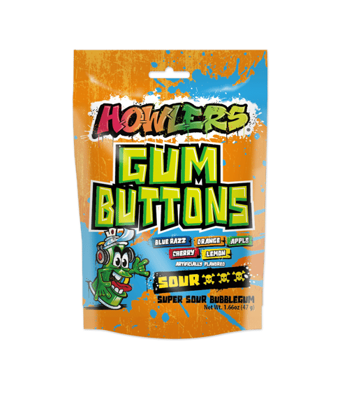 CHINA - Alberts Howlers Sour Gum Buttons 1.66oz(47g) x 12 Units