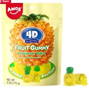 CHINA - Amos 4D Fruit Gummy - Pineapple Burst Sub Bag 6oz(170g) x 12 Units
