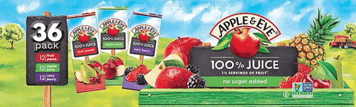 US - Beverage - APPLE & EVE 100% JUICE VARIETY PACK 6.75OZ (200ML) x 36 units (Buyer is responsible if drinks may leak during shipping and weather)