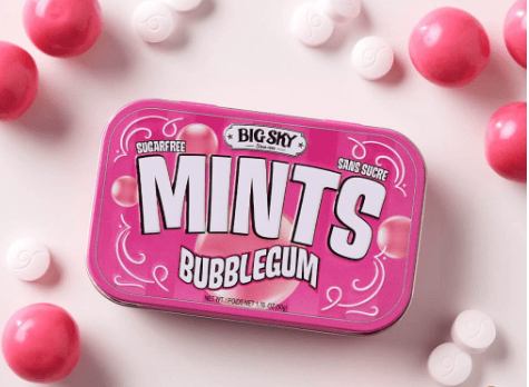 (S2-04) Canada - Big Sky - Sugar Free Mints - Bubblegum Flavour 50g x 6 units