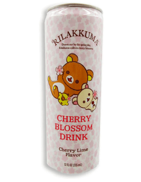 BEVERAGE - BOSTON AMERICA - Fizzy Pop - Rilakkuma Cherry Blossom - Cherry Lime Flavour 355ml x 12 units (Buyer is responsible if drinks may leak during shipping and weather)