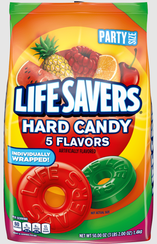 (S2-06) Bulk - LIFESAVERS - HARD CANDY-FIVE FLAVOR WRAPPED CANDY 50oz (1.4kg) X 1 Bag