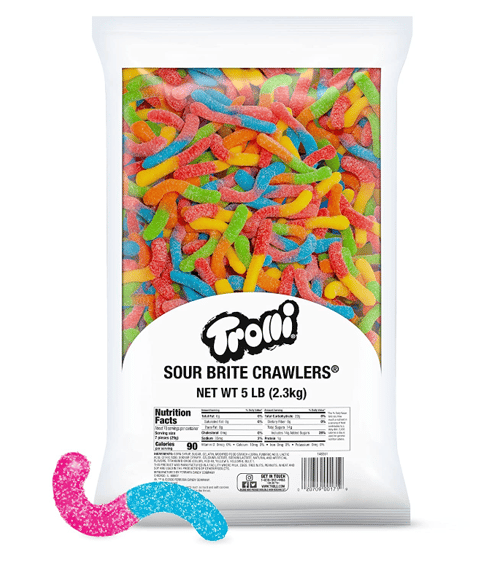US - Bulk - Trolli Sour Brite Crawlers Gummy Worms 5LB (2.3KG) x 1 Bag