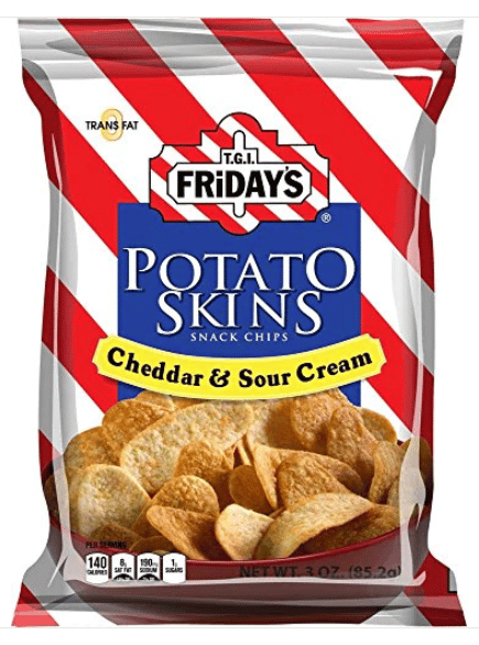 US - Chips - TGI Fridays Cheddar and Sour Cream Potato Skins 3oz (85g) x 6 bags (chips bags may be deflated during shipping)(Best Before September 01,2025)