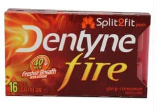 Dentyne Fire Split 2 Fit Spicy Cinnamon 16pc x 9 packs