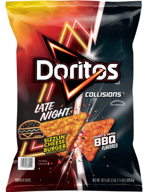 CASE - CHIPS - Doritos Collisions -Chips BBQ and Sizzlin Cheeseburger 18.375oz (520.9g) x 5 Bags (chips bags may be deflated during shipping) (Best Before December 20, 2025)
