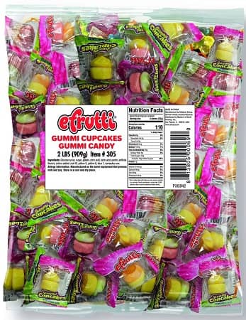 Bulk - efrutti Gummi Cupcakes Individual Wrap - 2LB (101pcs) x 1 Bag