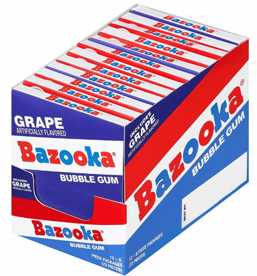 Tunisia - Topps Bazooka Throwback Mini Wallet Pack Gum (6pc)- 1.50oz x 12 units