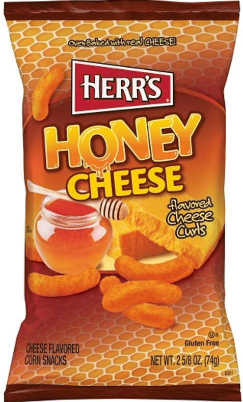 US - Case - Chips-Herrs Honey Cheese Curls 2.62oz (74g) x 12 Units (chips bags may deflated during shipping)