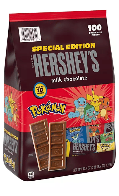 Us - HERSHEY - Pokemon Milk Chocolate Bars Snack Size (100 Pieces) 47.7oz (1.35kg) x 1 Unit