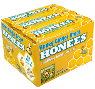 ITALY - Honees Sticks - Honey Ginger Liquid Cough Drops STICKS 1.6oz(45g) x 12 units