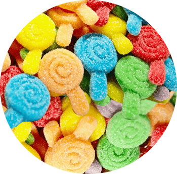 Bulk - A&B WHIRLY POP SOUR GUMMIES SOLID COLORS 4.4lb(2kg) x 1 Bag