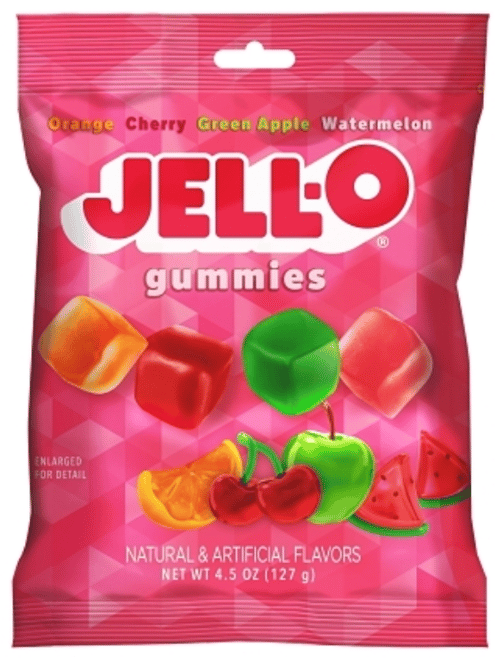 Brazil - Jell-O Gummie Cubes 4.5 oz (127g) x 12 Bags ( Orange,Cherry,Green Apple and Watermelon )
