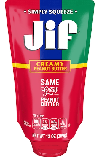 (S2-04) US - SINGLE - Jif - Squeezable Pouch - Creamy Peanut Butter 13 oz (369g) x 1 unit