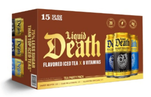 Beverage - Liquid Death Flavored Iced Tea Variety Pack 12 fl oz (355ml) x 15 Cans (Buyer is responsible if drinks may leak during shipping and weather)