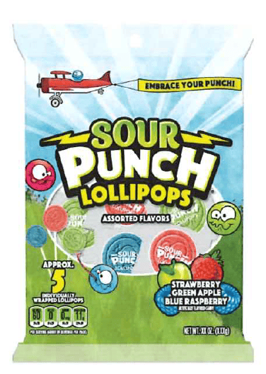 Mexico- Peg - Sour Punch Lollipops 3oz (85g) x 12 Units