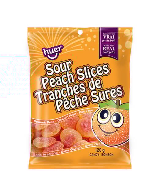 Huer - Peg Bag 120g - Peach Slices - Sour x 24 units