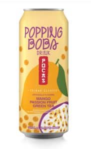 Beverage - Pocas Popping Boba - Mango Passion Fruit Green Tea 16.5oz(490ml) x 24 Cans (Buyer is responsible if drinks may leak during shipping and weather)