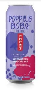 Beverage - Pocas Popping Boba - Mixed Berry Hibiscus Tea 16.5oz(490ml) x 24 Cans (Buyer is responsible if drinks may leak during shipping and weather)