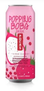 Beverage - Pocas Popping Boba - Strawberry Dragon Fruit Oolong Tea 16.5oz(490ml) x 24 Cans (Buyer is responsible if drinks may leak during shipping and weather)