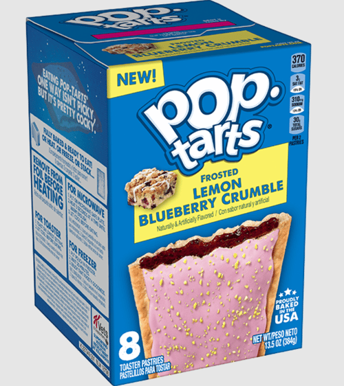 Us - Pop Tarts - Lemon Blueberry Crumble (8 Toasters) 13.5oz (384g) x 1 Box (Boxes with minor damage due to shipping)