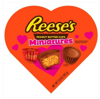 Valentine - Reeses Milk Chocolate Peanut Butter Cup Miniatures Heart Box - 3.6oz (102g) x 8 Units