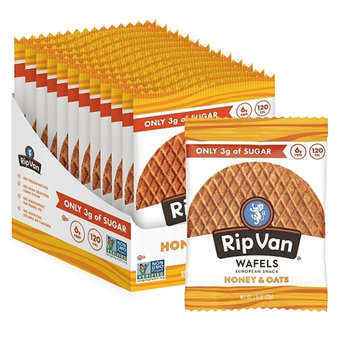 Canada - Rip Van - Low Sugar - Honey and Oats Wafels 1.16oz (33g) x 12 Units