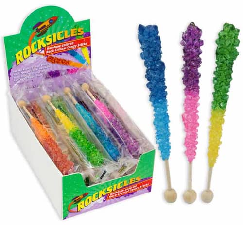 US - ROCKSICLES Rainbow ROCK CRYSTAL CANDY STICKS - 0.6oz (16g) x 24 units