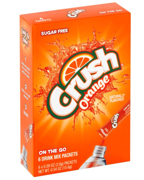 US - Drink Mix - CASE - On the Go - ORANGE Crush Sugar Free (6 pockets) x 12 Boxes