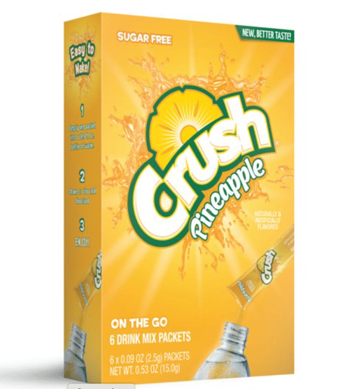 US -Drink Mix - CASE - On the Go - PINEAPPLE Crush Sugar Free (6 pockets) x 12 Boxes
