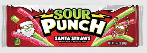 XMAS - Sour Punch Santa Straws Tray 3.2oz x 12 Units
