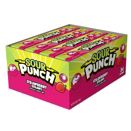 US - Sour Punch Straws - Strawberry standard size - 2oz (57g) x 24 units