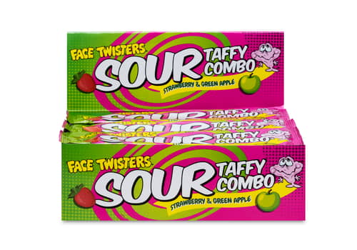PAKISTAN - Face Twisters - Sour Taffy Combo Bar - Strawberry & Green Apple 1.4oz (40g) x 48 units