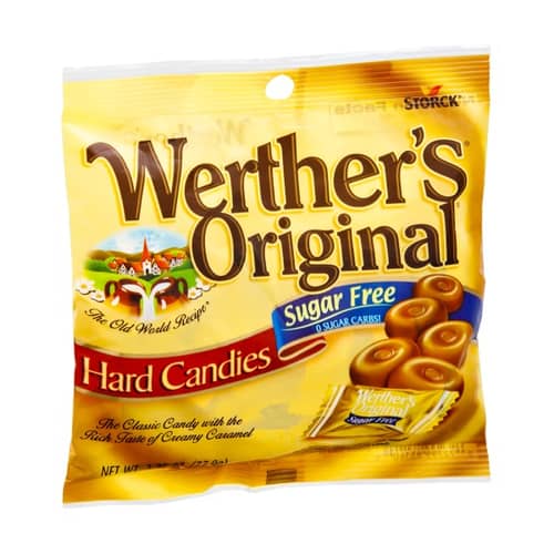 GERMANY - Sugar Free -Stork Werther Original Caramel Peg Bag 2.75 oz 12 units
