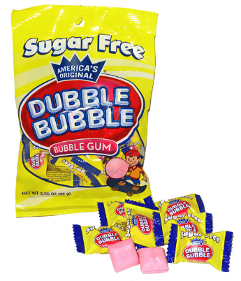 US - Sugar Free - Dubble Bubble Gum Peg Bag 3.25oz (92g) x 12 units