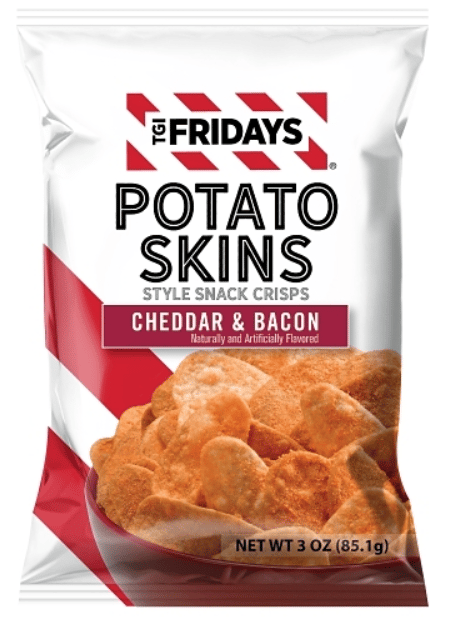 US - Chips - TGI Fridays Cheddar Bacon Potato Skins 3oz (85g) x 6 bags (chips bags may be deflated during shipping)