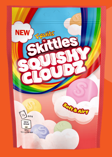 UK - Skittles Squishy Cloudz - Original Fruits 94g x 18 units (Best Before June 30, 2026)