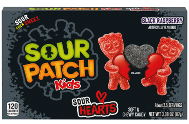 Valentine - Theater Box Sour Patch Kids - SOUR Hearts Black Raspberry 3.08oz (87g) x 12 units