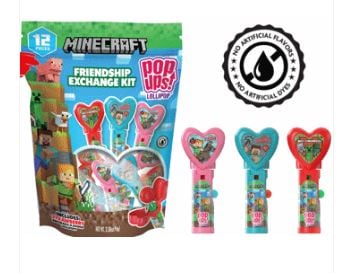 Valentine - Flix Minecraft Pop Ups! 12PK Lollipop Sub Bag - 4.23oz(120g) x 1 Unit