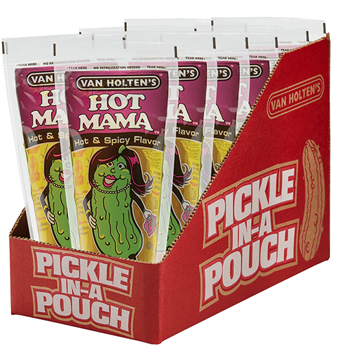 US - Van Holten - King Size Pickle-in-a-Pouch - Hot Mama x 12 units (Buyer is responsible if Pickle Juice may leak during shipping)