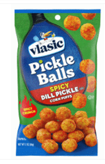 VLASIC Spicy Dill Pickle Corn Puff Snacks Peg Bag - 2oz(57g) x 12 Units