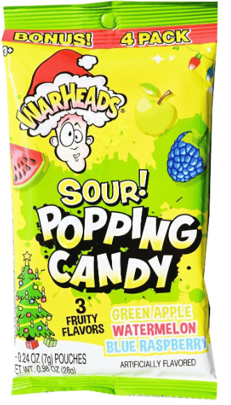 Xmas - Warheads 4Pk SOUR Popping Candy - 0.98oz.(28g) x 24 Units