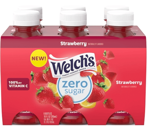 US- Beverage - Welchs - Zero Sugar - Strawberry 10 fl oz (295ml) x 6 Bottles (Buyer is responsible if drinks may leak during shipping and weather)