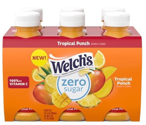 US- Beverage - Welchs - Zero Sugar - Tropical Punch 10 fl oz (295ml) x 6 Bottles (Buyer is responsible if drinks may leak during shipping and weather)