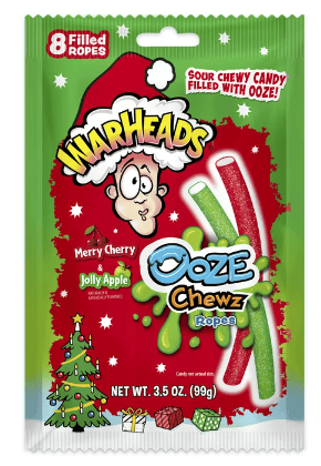 XMAS - WARHEADS Ooze Chewz Holiday Ropes - 3oz(85g) x 12 Bags