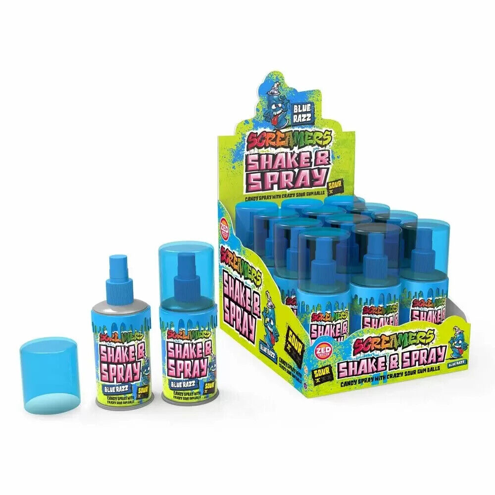 Uk Zed Candy Screamers Blue Raspberry Shake & Spray 60ml X 12 Units - Québec Candy